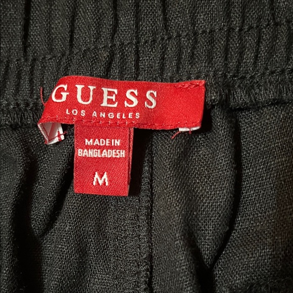 Guess Linen Blend Cropped Black Pull On Casual Pants Size Medium - Picture 2 of 11